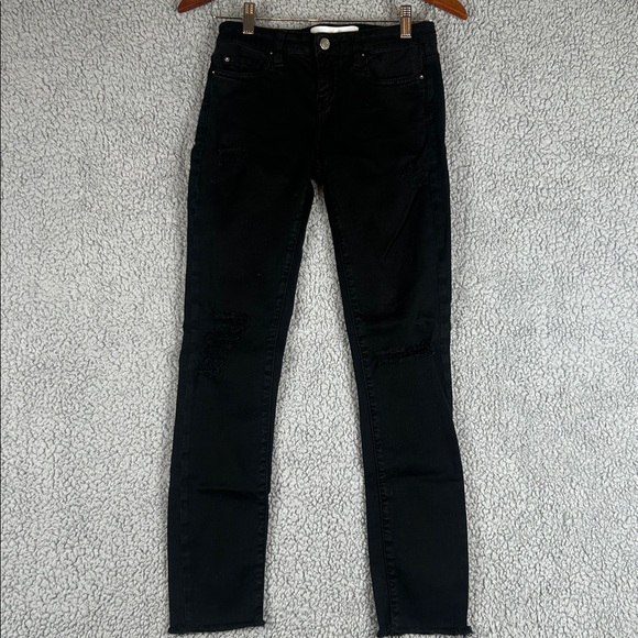 IRO Ajuste Distressed Skinny Cropped Jeans Black Women’s,Size 25 - Picture 11 of 16